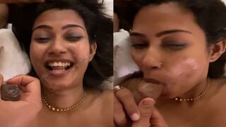 Desi sexy girl ka blowjob cum facial or cum eating